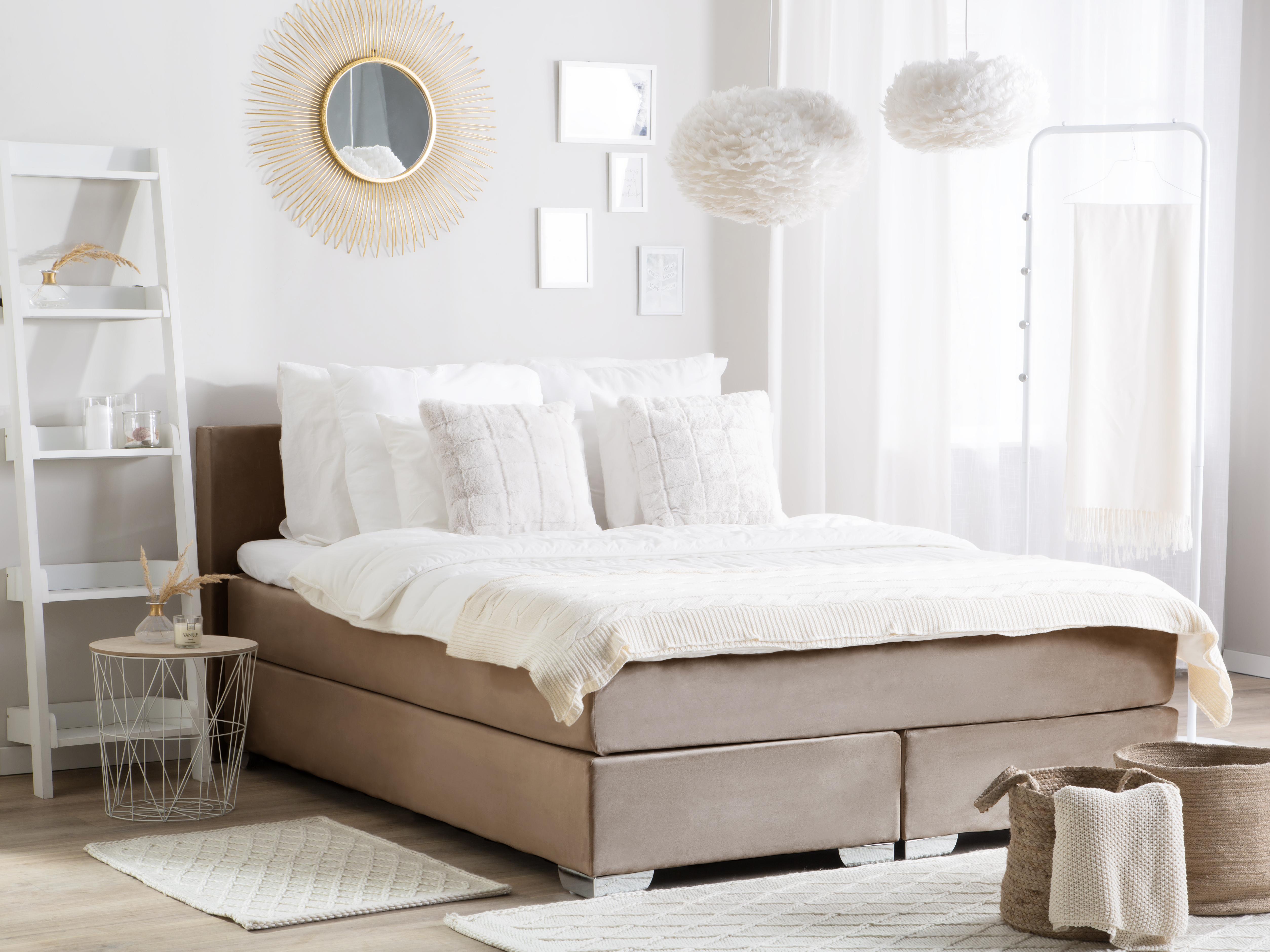 Boxspring Fluweel CONSUL 180 x 200 cm Lichtbeige