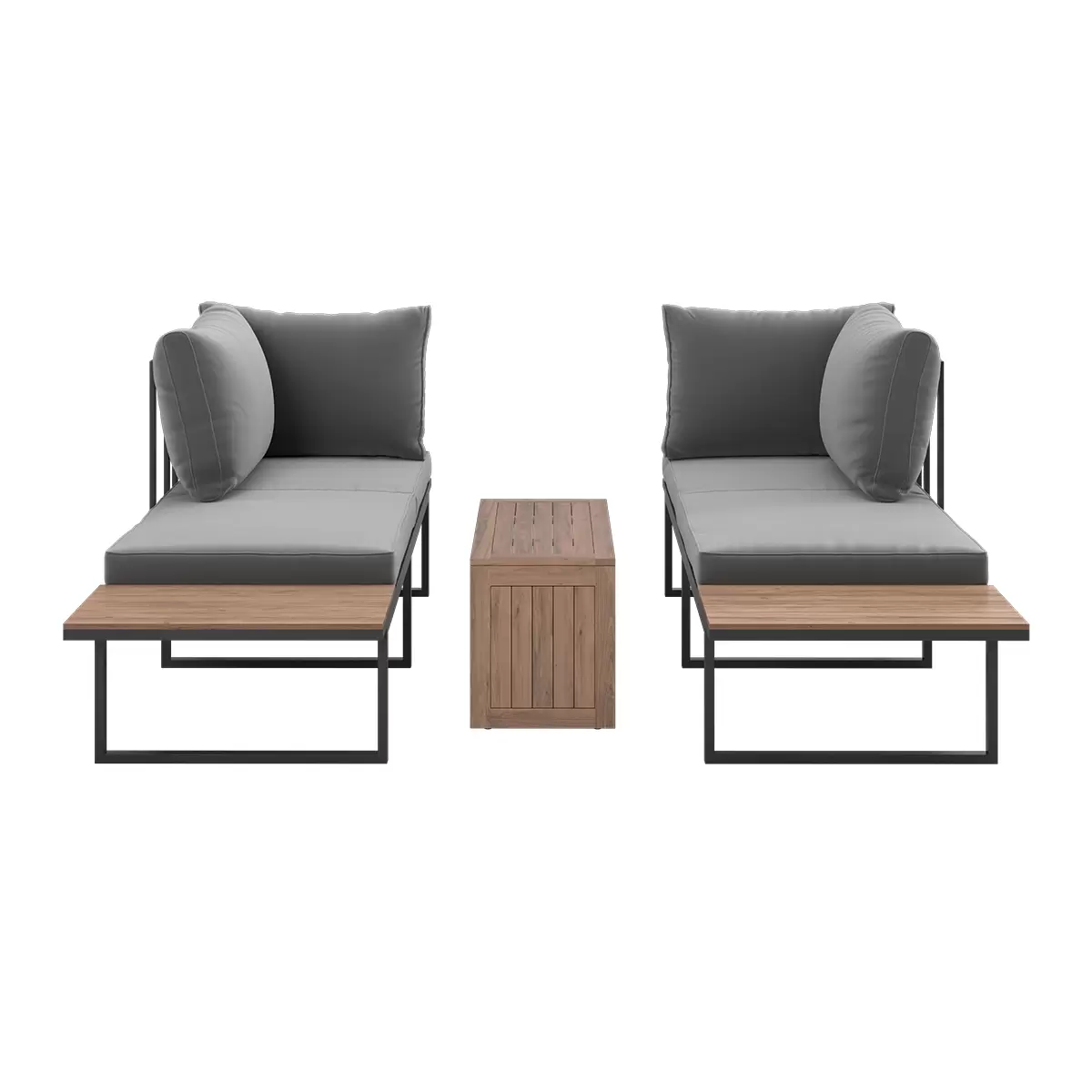 Beldano Loungegarnitur Malaga 2-teilig grau,natur,schwarz