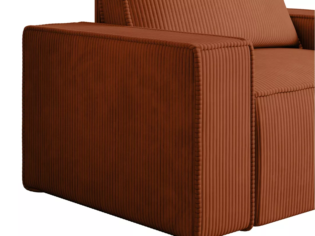 Fauteuil en velours côtelé terracotta AMELIA