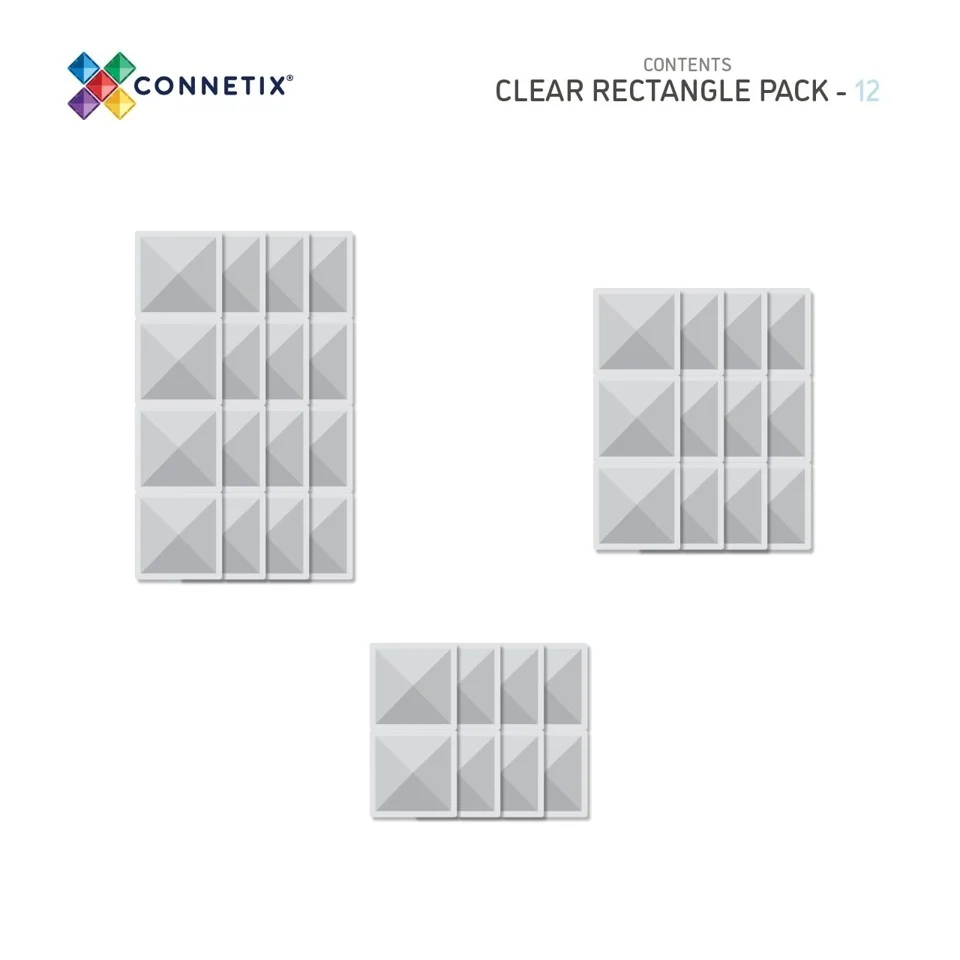 Connetix - Rectangle Pack - 12 dele - Clear (CT-C-00012-RE)