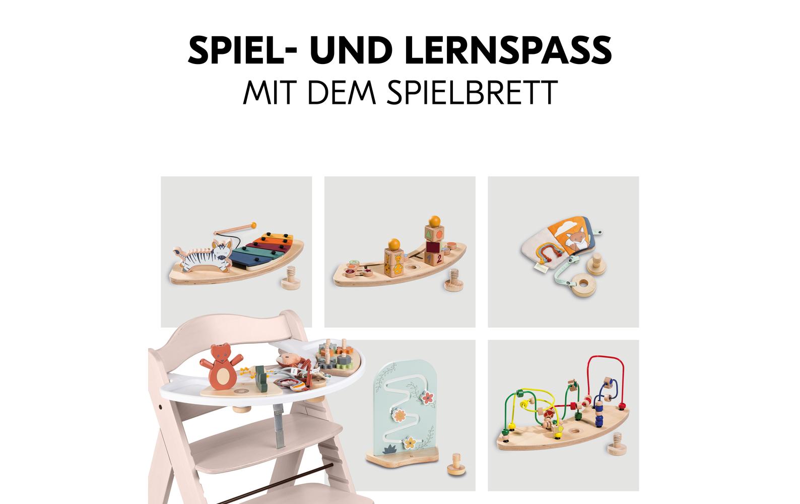 Treppenhochstuhl Beta+ Whitewashed<br>Kippsicheres und mitwachsendes Holzhochstuhlset