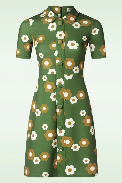 Vintage Chic for Topvintage Freya Floral Jurk in Groen