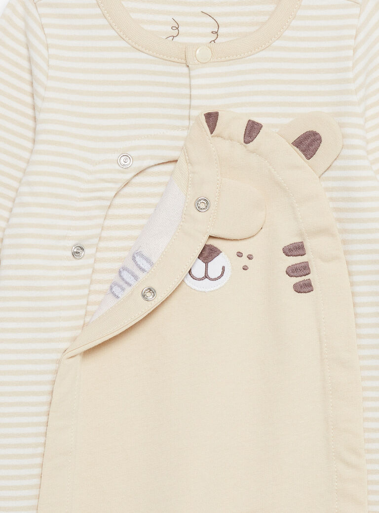 Grenouillère beige clair à imprimé à rayures