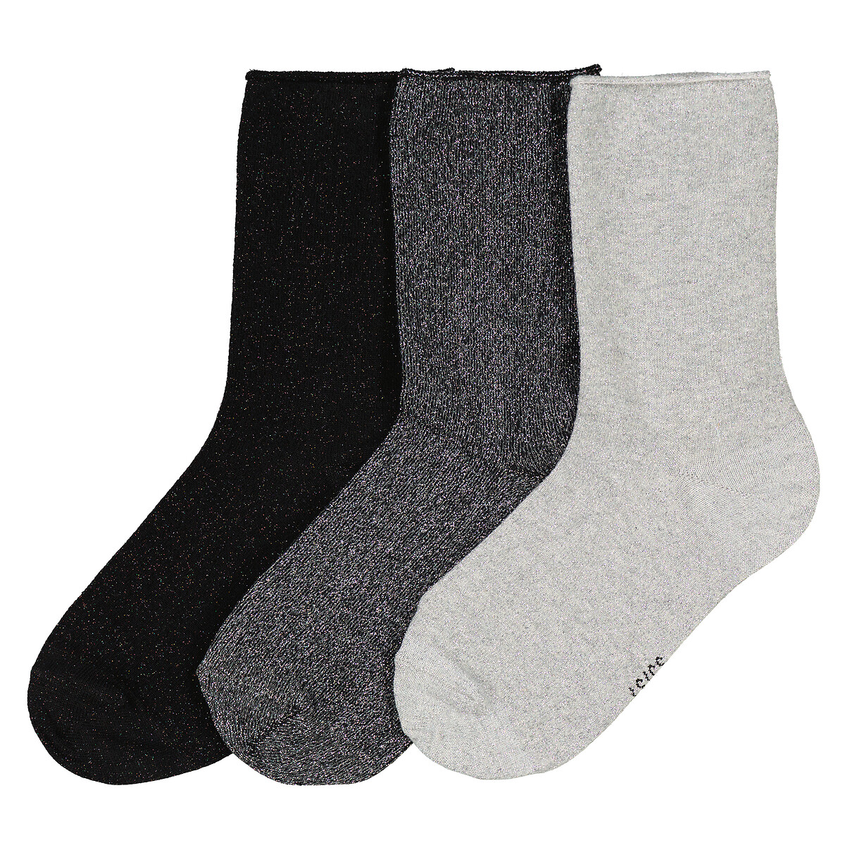COLEÇÃO LA REDOUTE<br>Conjunto de 3 pares de meias com lantejoulas