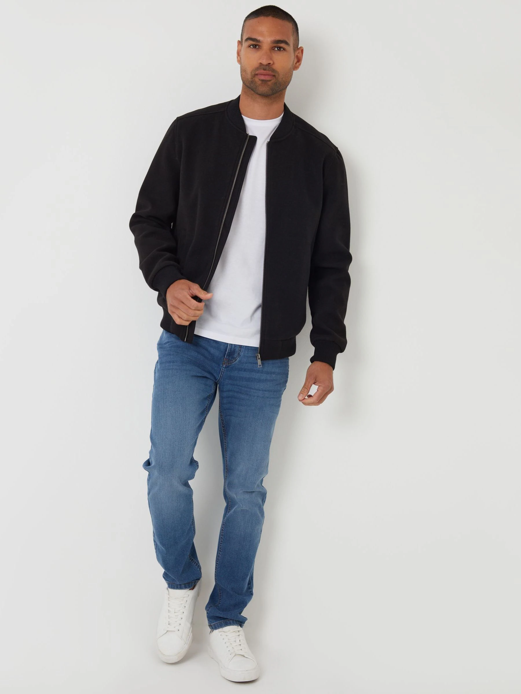 Zwart - Threadbare Faux Wool Brushed Bomber Jacket