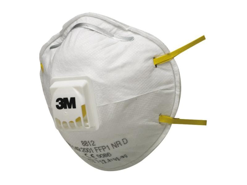 3M Atemschutzmaske 8812 FFP1, 10 Stück Feinstaubmaske für Handschleifen, FFP1 - mit Ventil