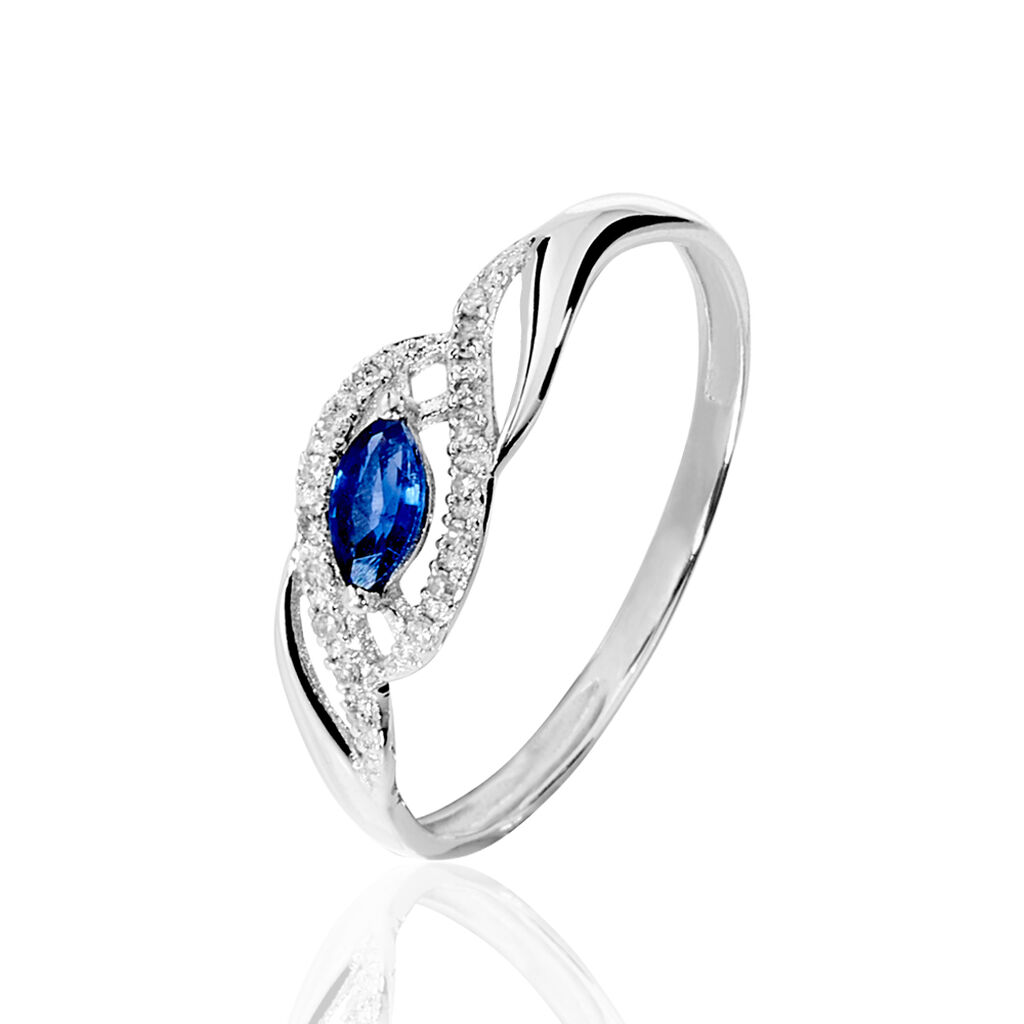 Bague Syriana Or Blanc Saphir Et Diamant