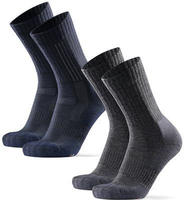 DANISH ENDURANCE Premium Outdoor Wandelsokken, Merinowol, Wandelsokken, voor Mannen & Vrouwen, 2-Pack, Veelkleurig (1x Marineblauw, 1x Grijs), 35-38