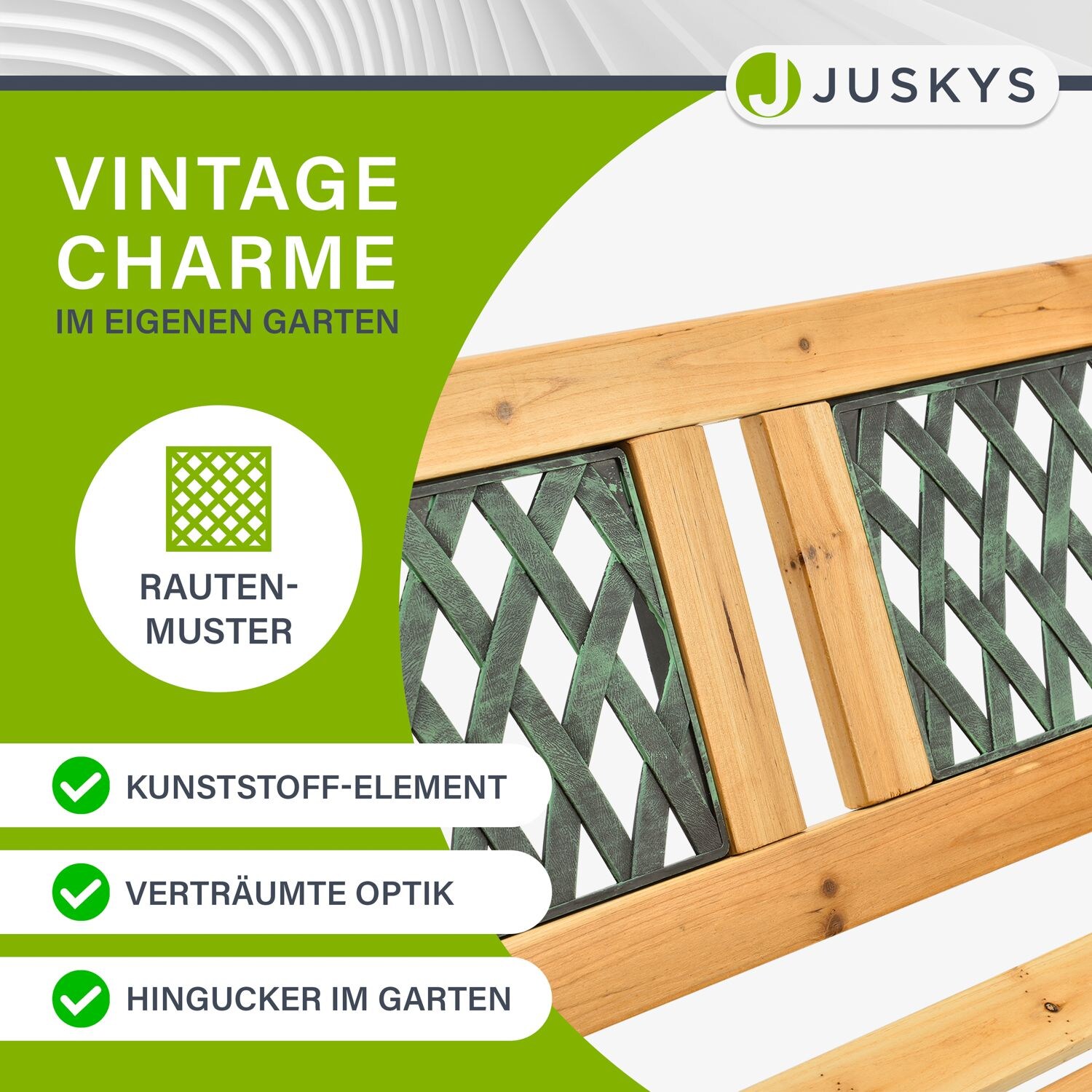 Juskys Gartenbank Sanremo – 2-Sitzer Sitzbank mit Armlehnen & Rückenlehne – 122x54x73 cm