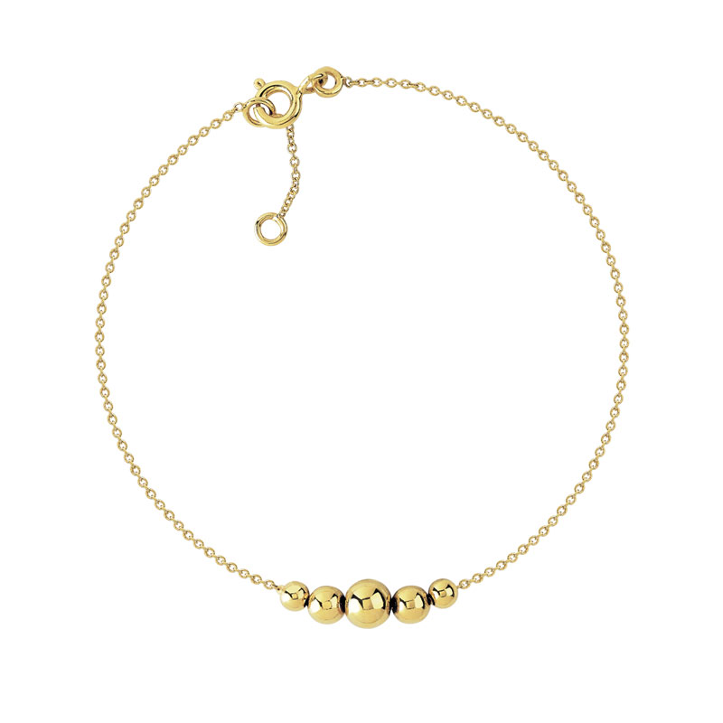 Bracelet or 375 jaune boules polies 18 cm