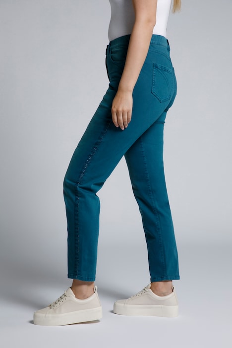 Jeans Sarah, Glitzer-Galonstreifen, schmales Bein