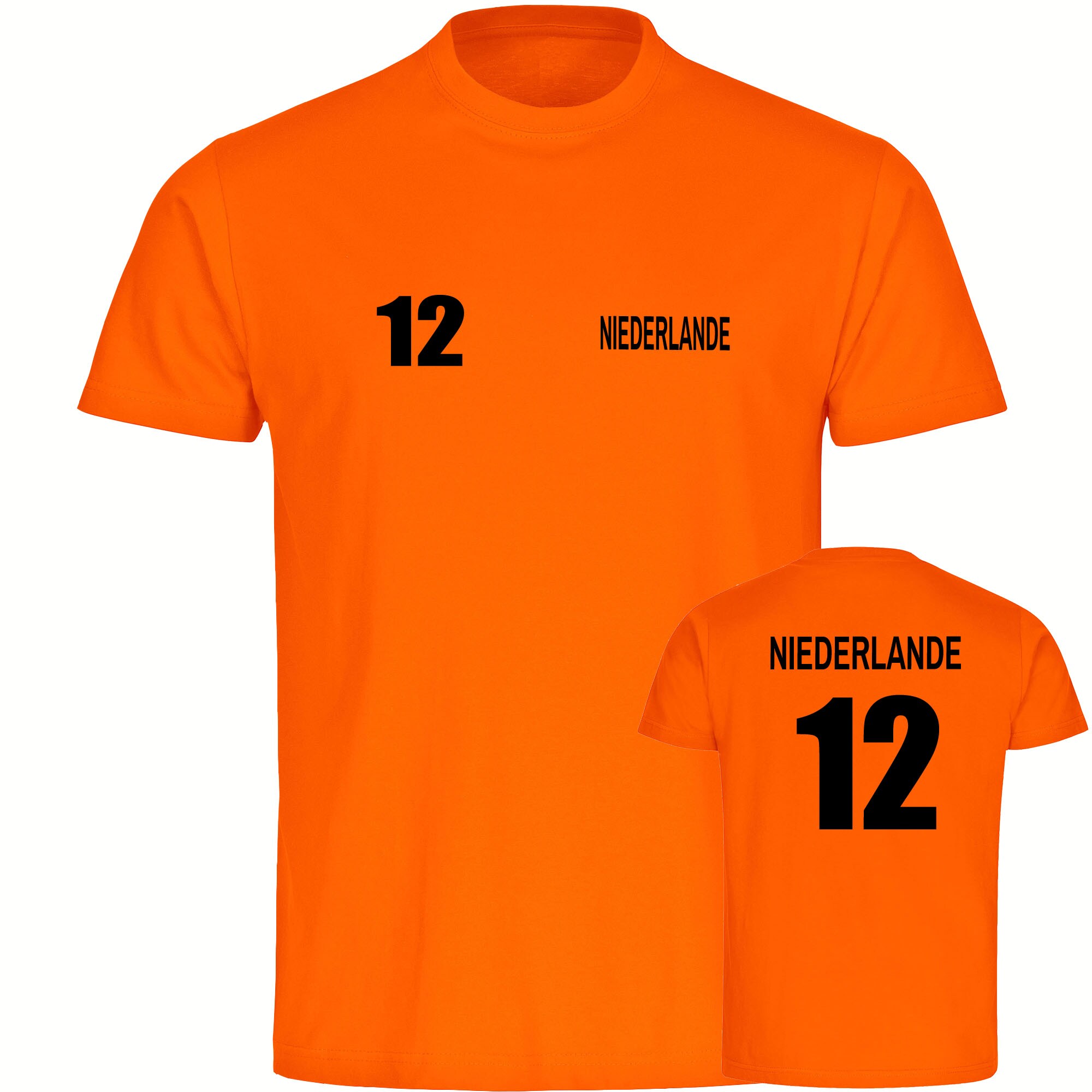 multifanshop® Herren T-Shirt - Niederlande - Trikot 12 - Druck schwarz