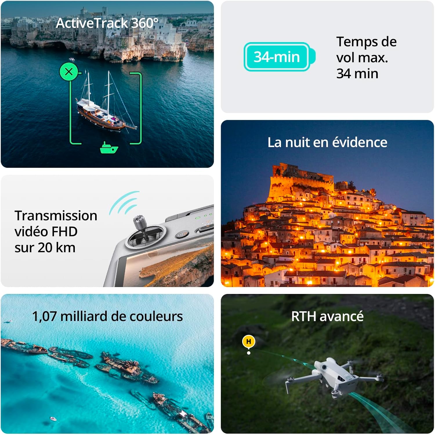 DJI Bundle DJI Mini 4 Pro Fly More avec DJI RC 2 (Radiocommande avec cran), Mini Drone Pliable avec Caméra 4K, Moins de 0,549 lb/249 g, Temps de Vol de 34 min, 2 Batteries Supplémentaires, C0