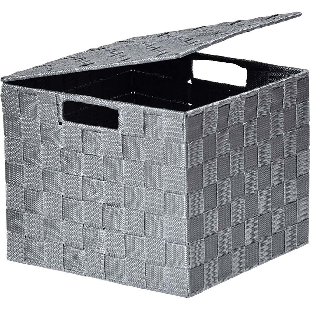 Panier de rangement carrée polyester gris 24x20x24cm