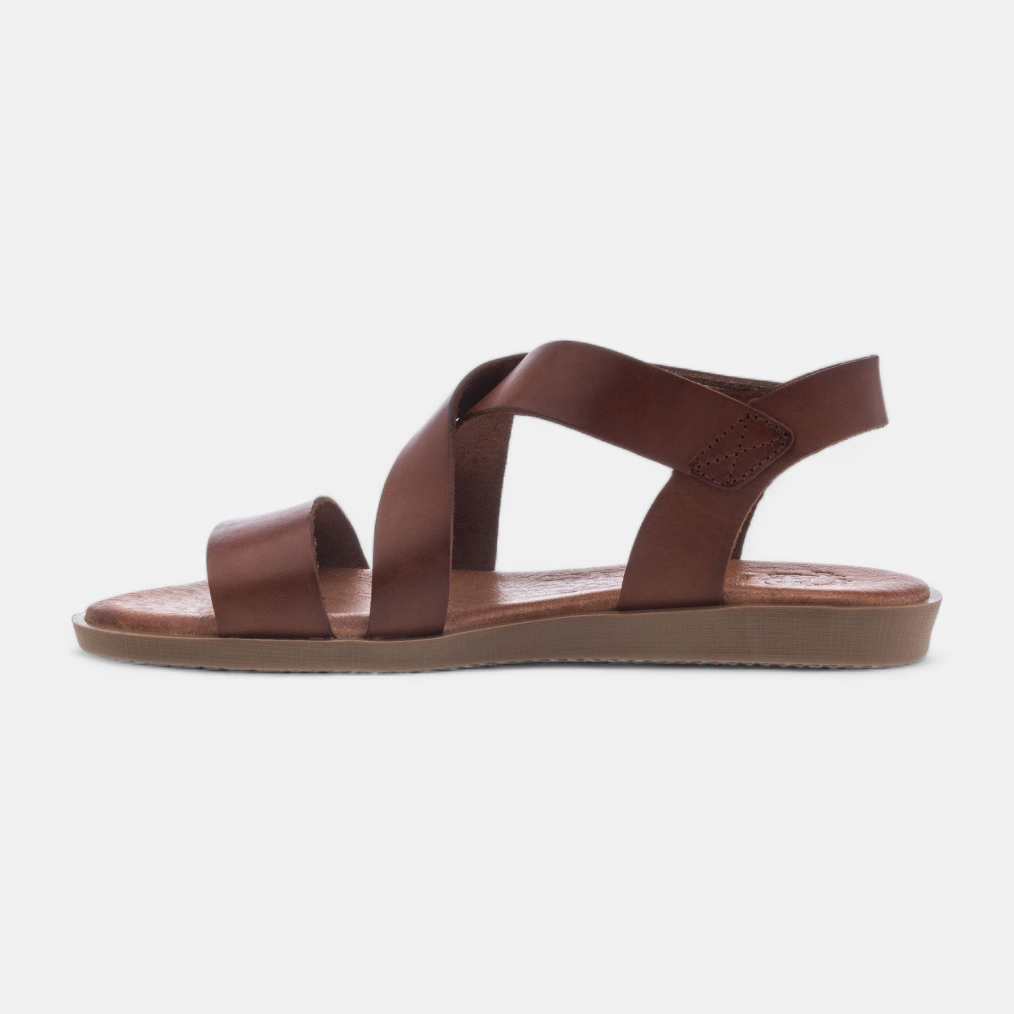 Nu-pieds Femme en cuir cognac