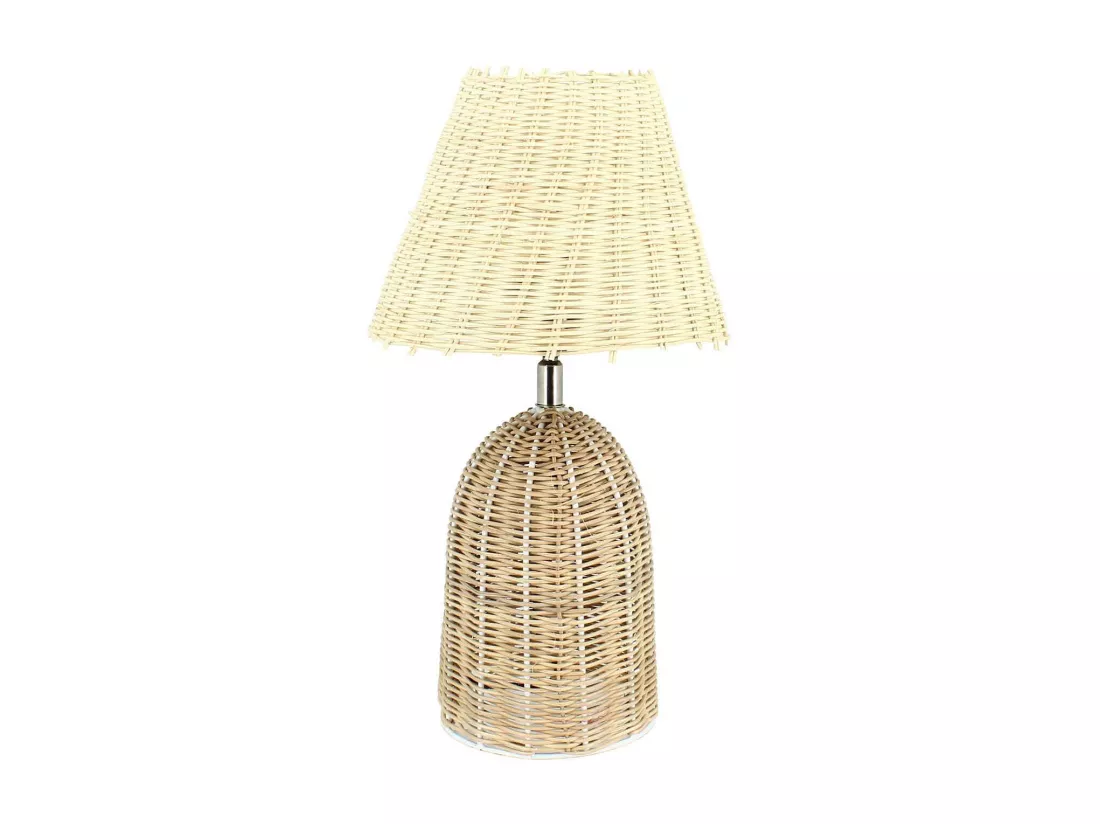 Now's Home - Lampe A Poser En Rotin Naturel Fait A La Main Diam 13x38cm Joy