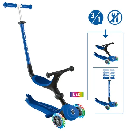 Authentic Sports Globber Go-Up Active Lights blau-dunkelblau, mit Leuchtrollen