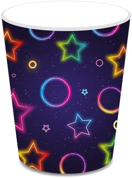 (100-tlg. Set) Neon Einweg Geschirr Party Tisch Deko inkl. Teller / Servietten / Strohhalme / Papp Becher - Let's Glow