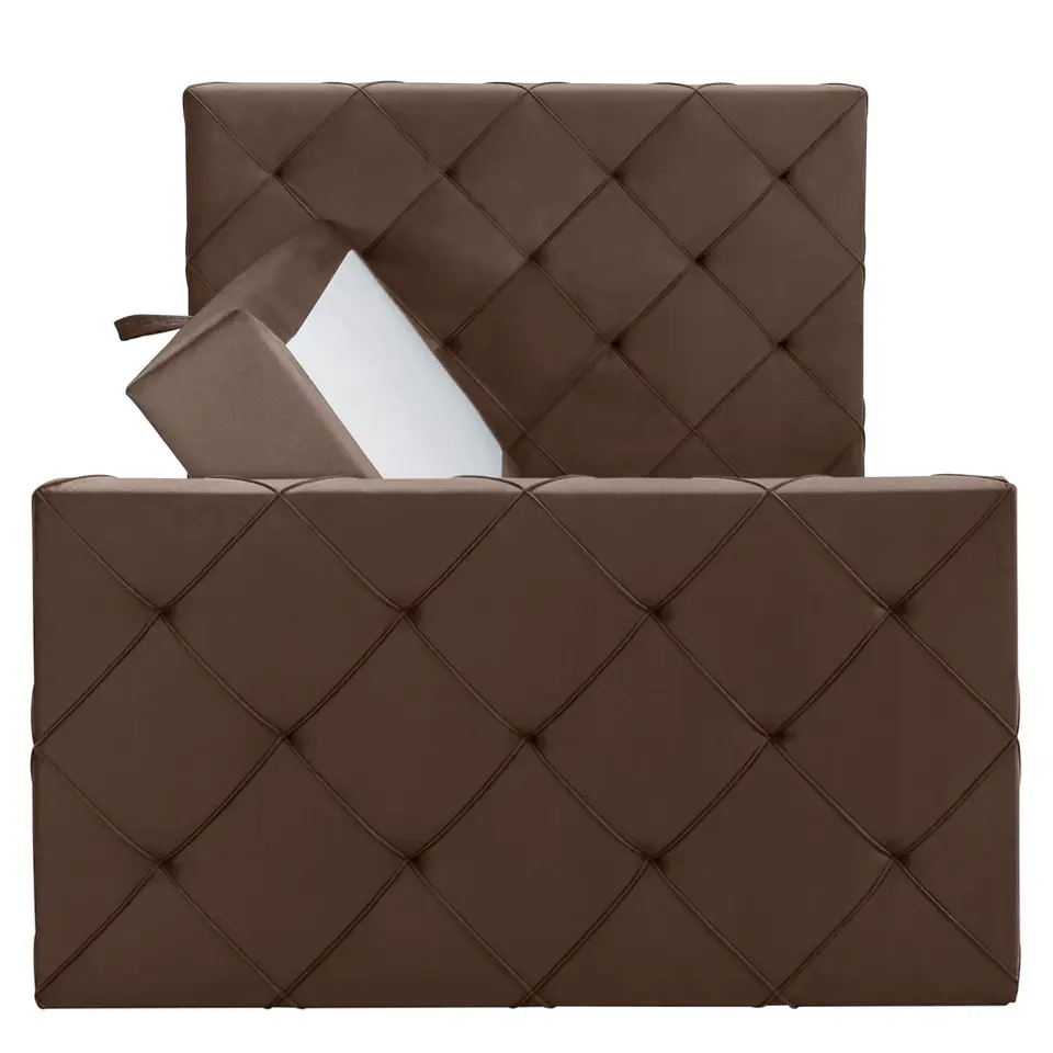 Boxspring met opbergruimte en voetbord Liv geruit - bruin - 120x200cm