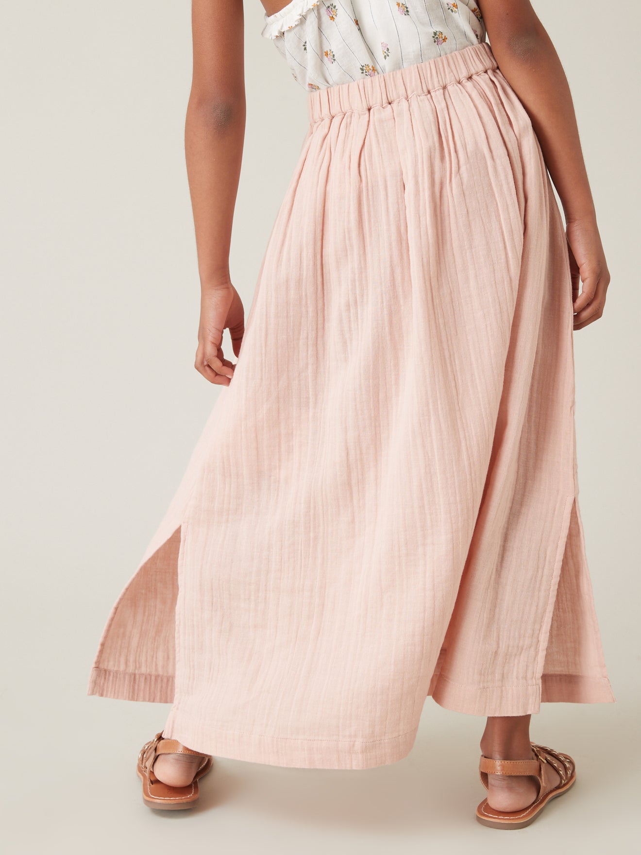 Jupe longue Fille en coton double gaze