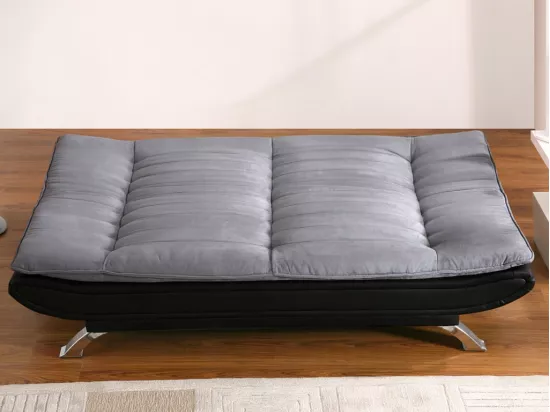 Canapé convertible clic-clac en tissu et simili DEMIDO III - Gris et noir