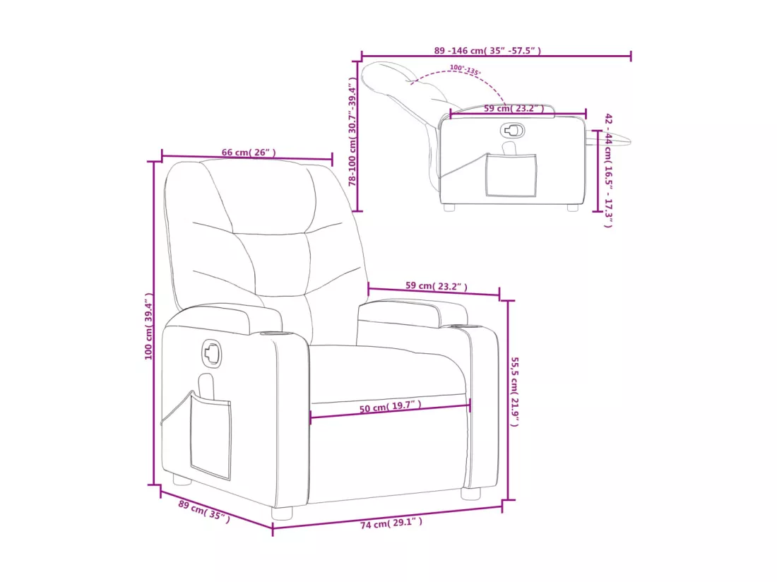 Fauteuil de massage inclinable Cappuccino Similicuir