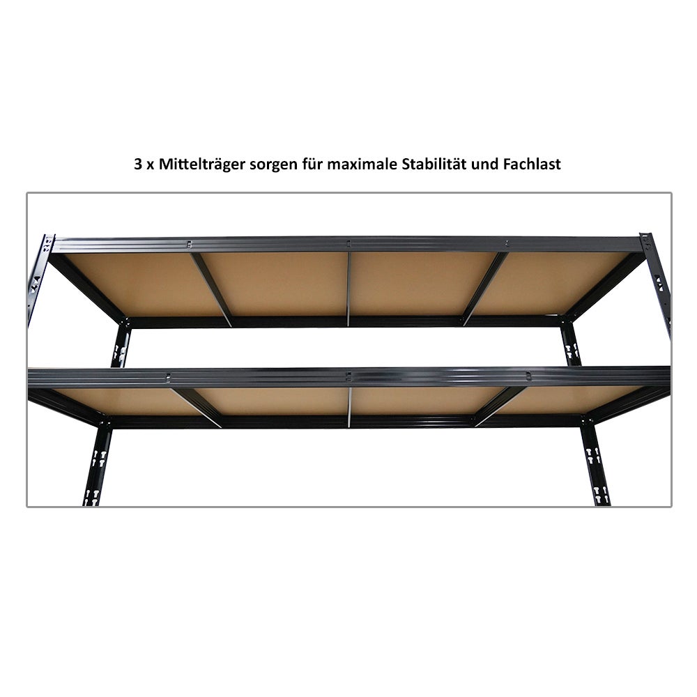 PROREGAL Professionele Heavy-Duty Stellingkast Goliath HxBxD 180 x 200 x 60 cm Plankdraagvermogen 350 kg Zwart