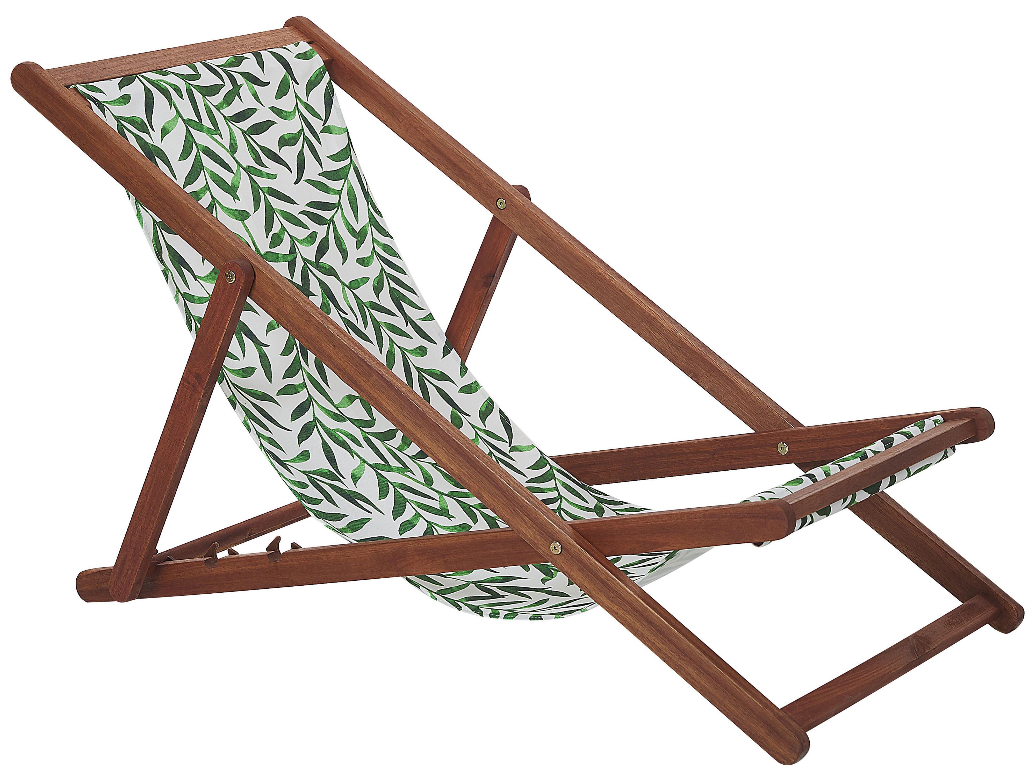 Set van 2 inklapbare ligstoelen ANZIO met vervangingshoezen Bloemen motief Acaciahout Donkerbruin