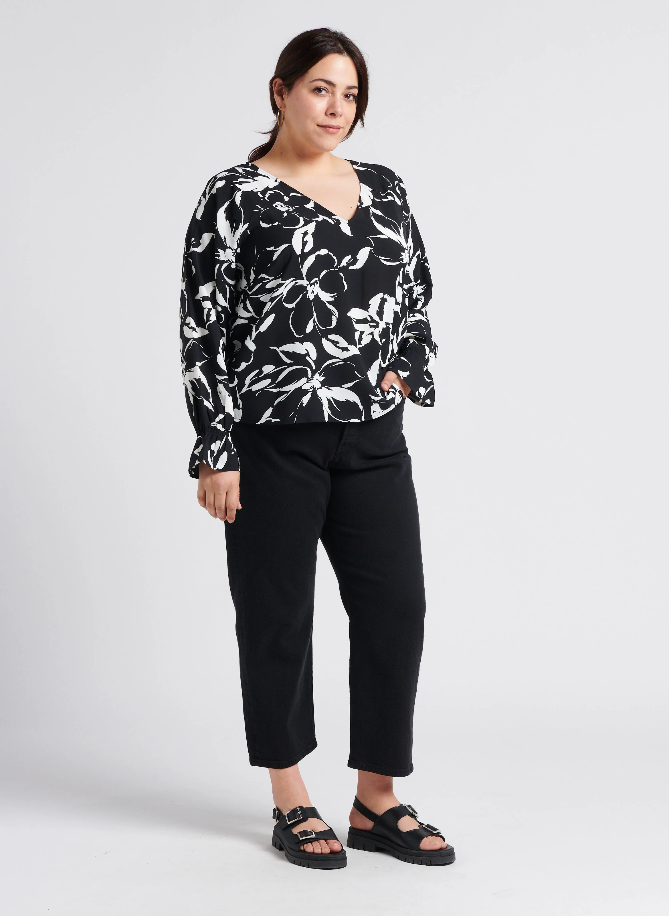 PL 501 CROP - Jean droit taille haute | Noir