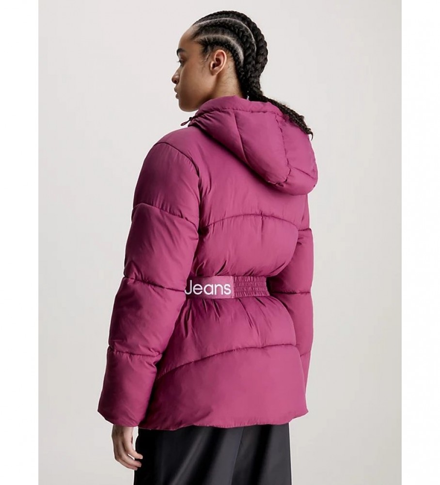 Jaqueta de nylon rosa com cinto da Calvin Klein Jeans