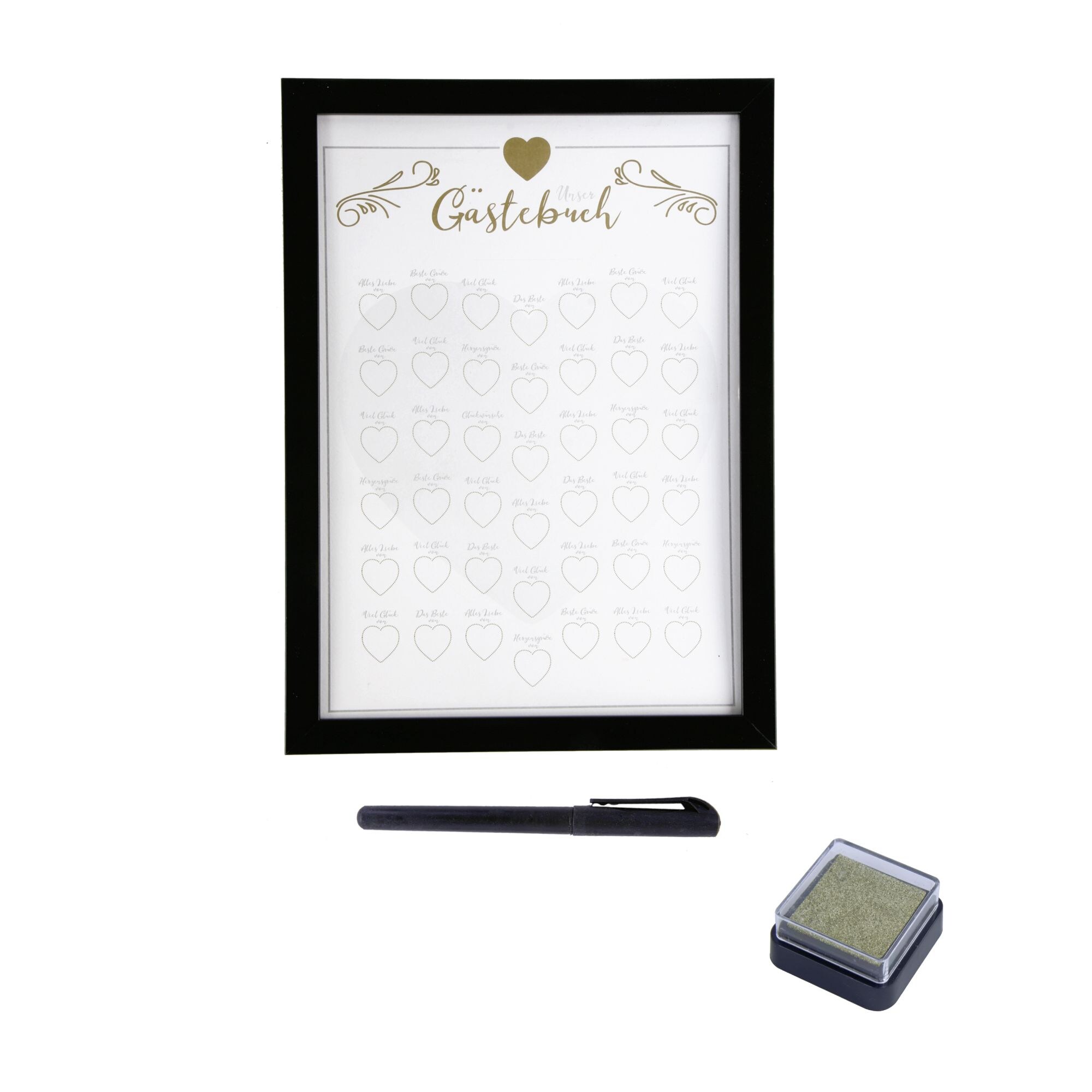Gästebuch Rahmen mit Fingerabdruck Stempelkissen Bilderrahmen Hochzeit Geschenk