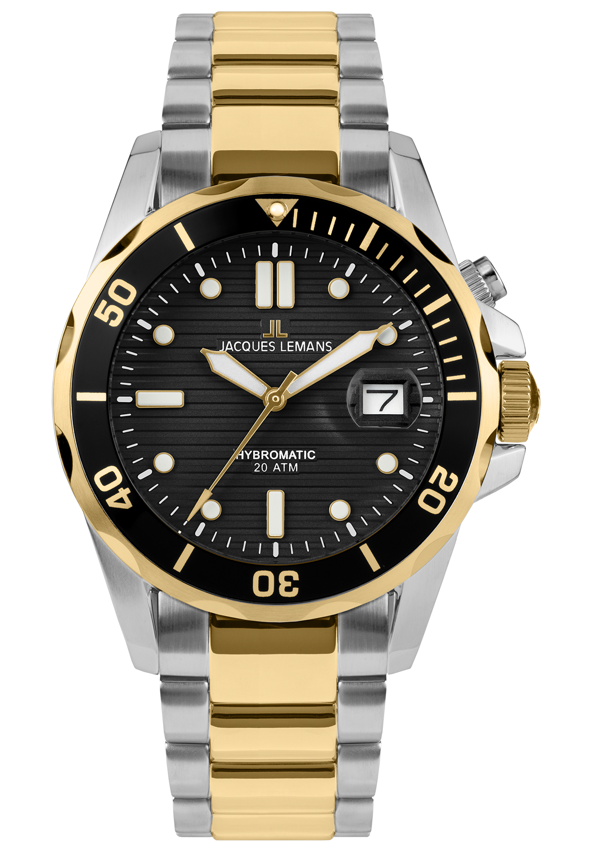 Jacques Lemans Herrenuhr Diver Hybromatic Lupenglas 1-2170L