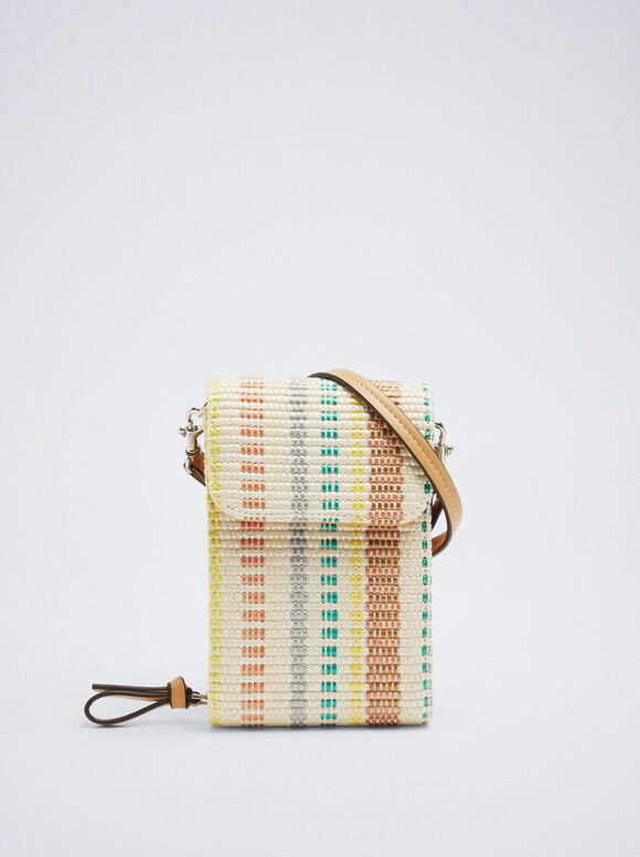 Bolsa para celular com efeito palha - Coral