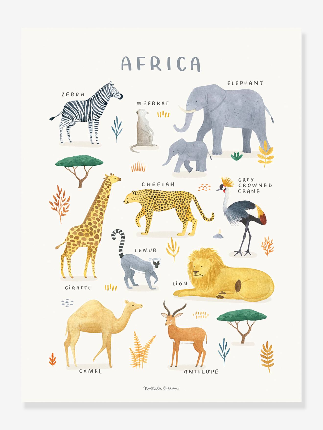 Estampa de animais africanos Lilydale amarelo pálido Lilipin