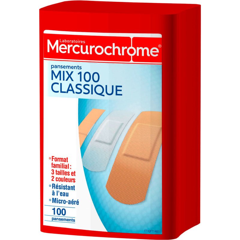 Pansements classiques, Mercurochrome - Boîte de 100