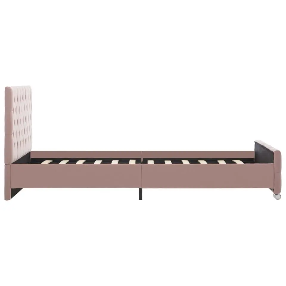 vidaXL - Bed frame met hoofdeinde - Roze - Fluweel - 120x200 cm