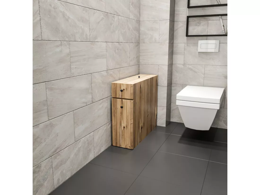 Rangement de salle de bain 1 porte et 2 tiroirs Denali Bois Chêne