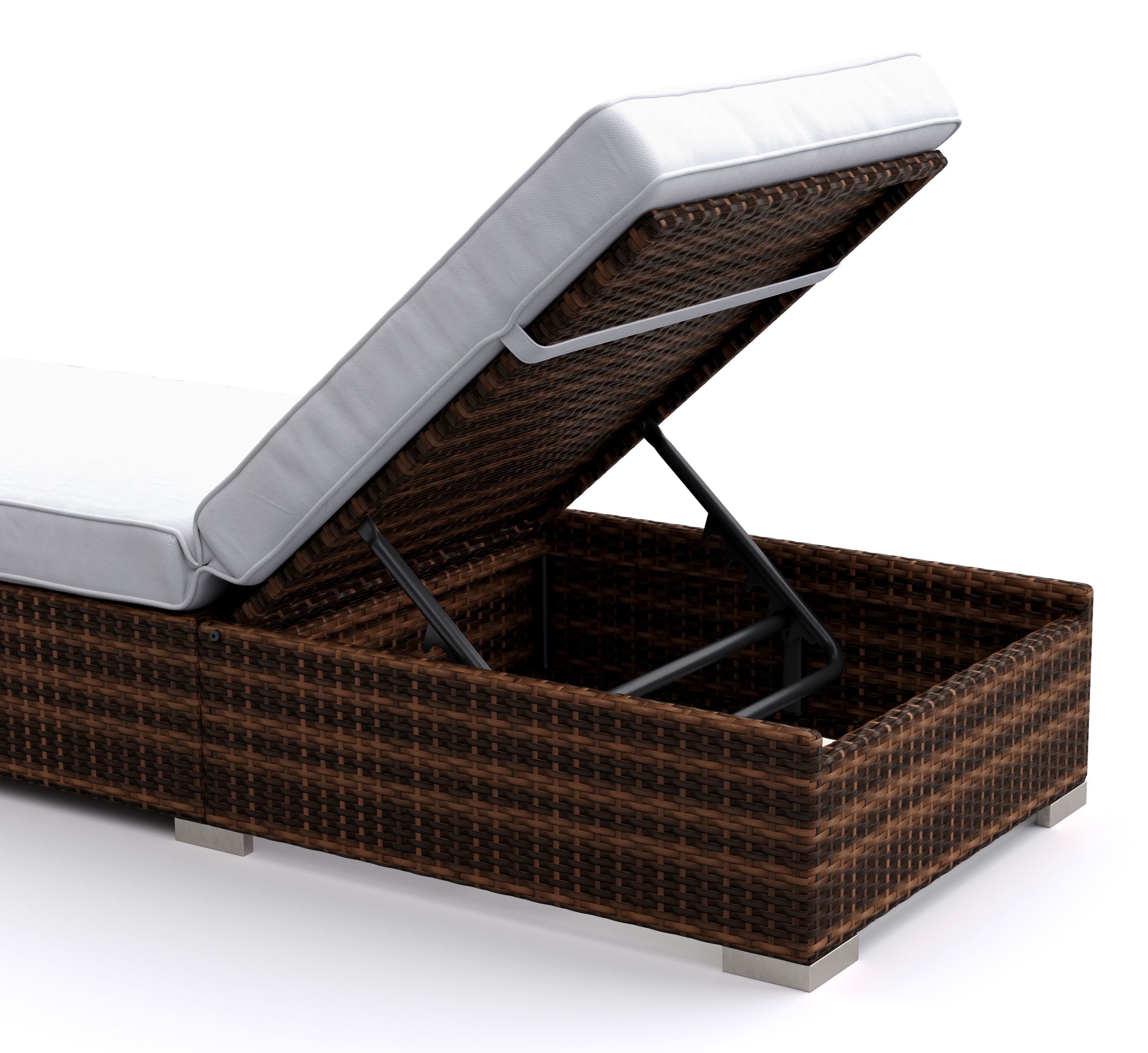 Liegestuhl Rattan BILBAO braun/weiss Set 3-teilig