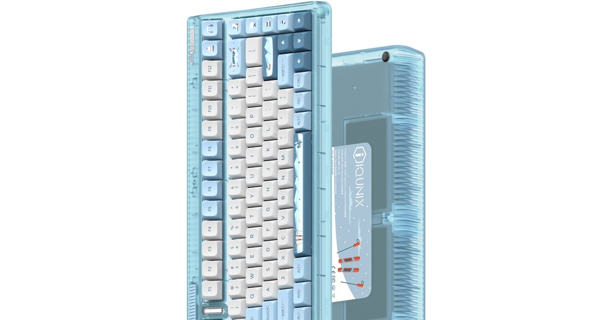 IqunixOG80 Wintertide Wireless Mechanical Keyboard, gaming toetsenbord  (Lichtblauw, US lay-out, IQUNIX Moonstone Turbo, RGB leds, 80% (TKL), Hot-swappable, PBT, 2.4GHz | Bluetooth 5.1 | USB-C)
