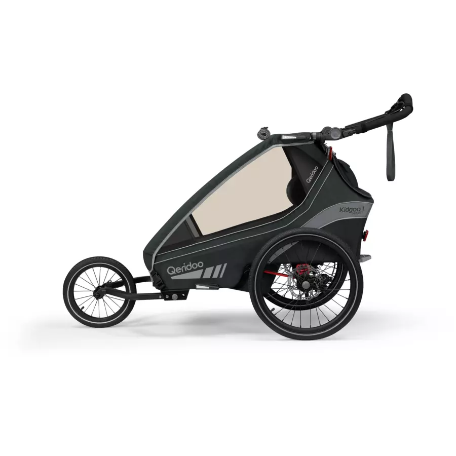 Qeridoo® Kinderfahrradanhänger Kidgoo 1 Sport Grey (Limited Edition) Kollektion 2023