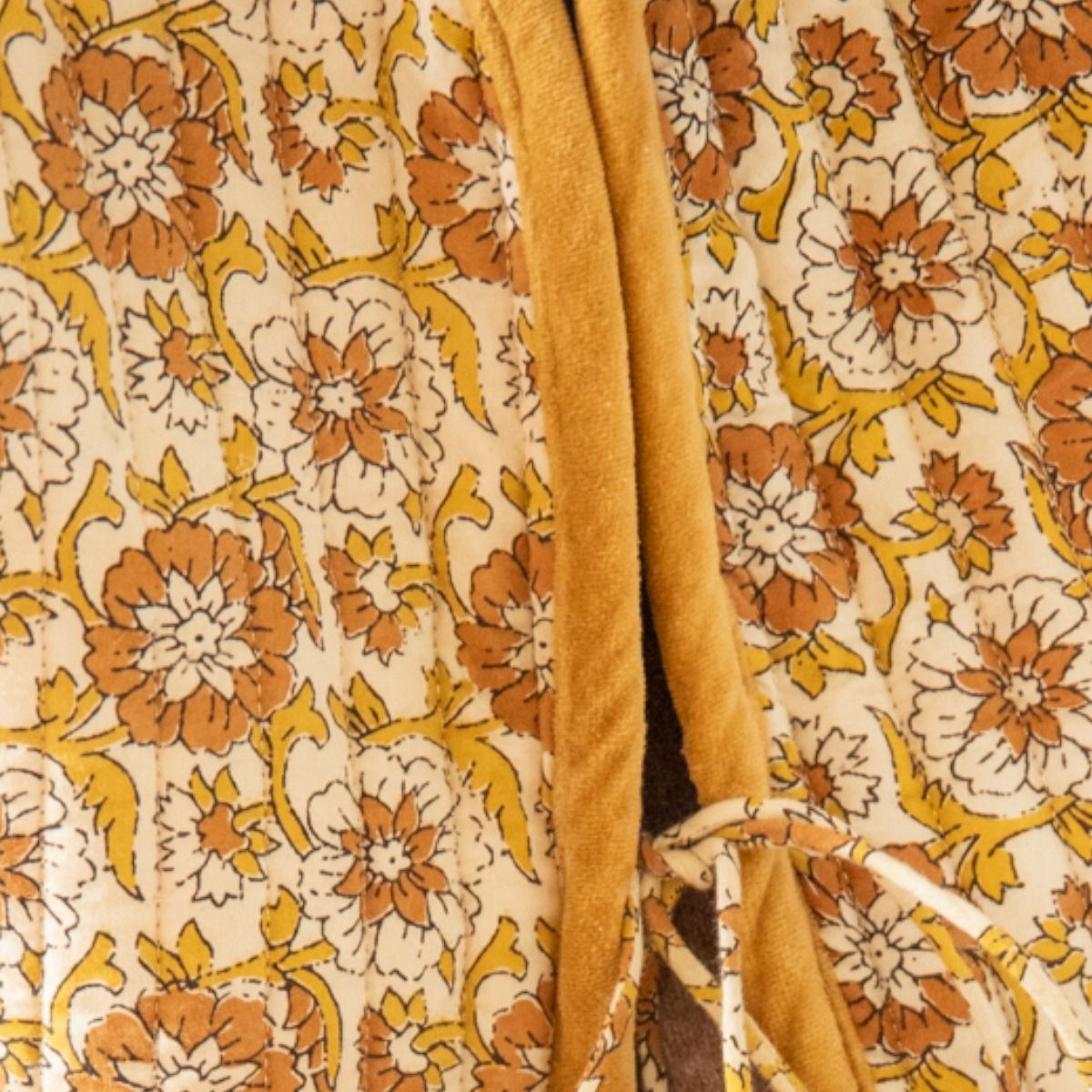 Veste sans manches matelassée Block print écru - Delhi d'antan Pondie Chérie