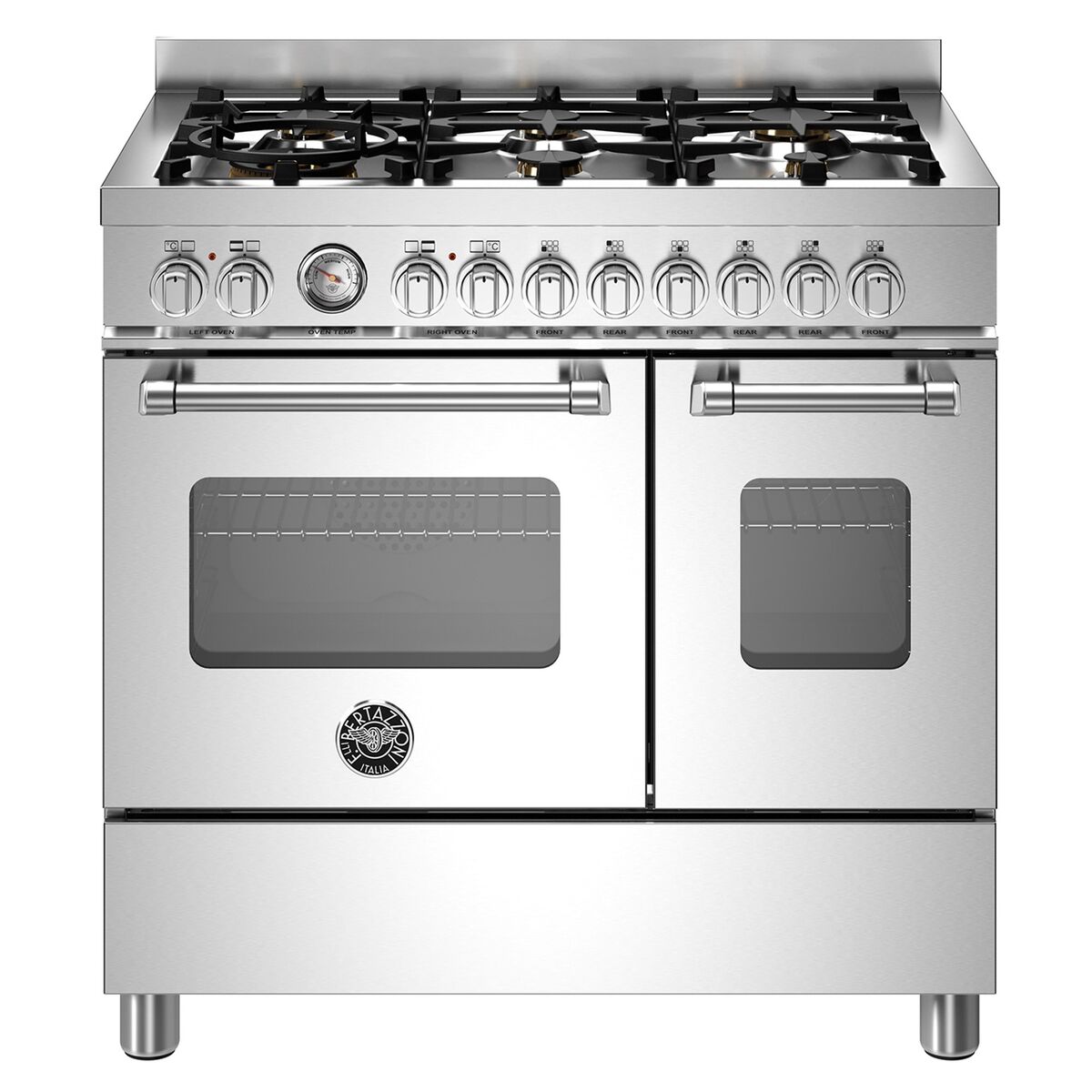 MAS96L2EXT Master Gasskomfyr med dobbelovn 90 cm, Rustfritt Stål