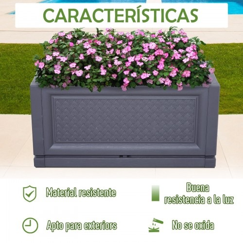 Vaso retangular para flores e hortaliças, cinza