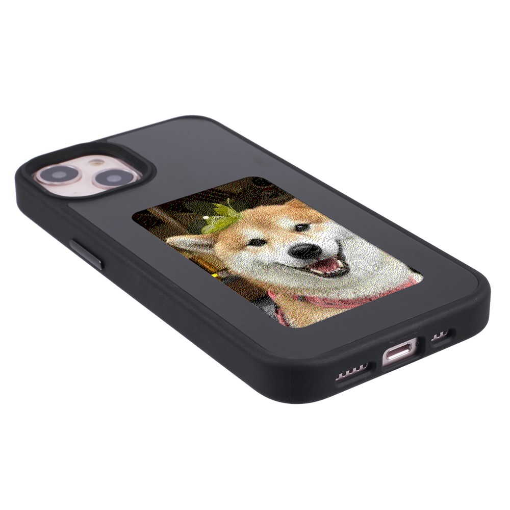iPhone 15 Hybrid Hülle TPU Bumper mit Acryl Rückseite   DIY E-Ink Display mit NFC Technologie - Schwarz