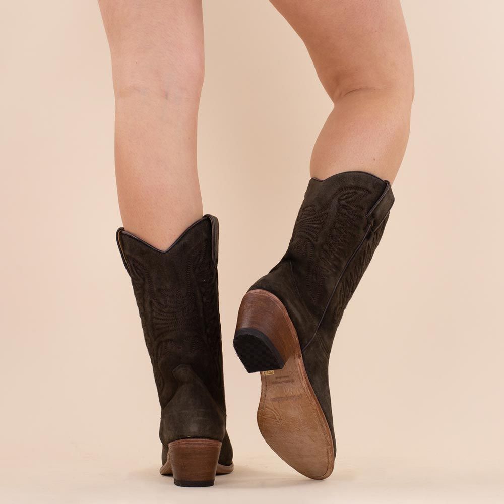 Perlita Peaches laarzen mosgroen suede