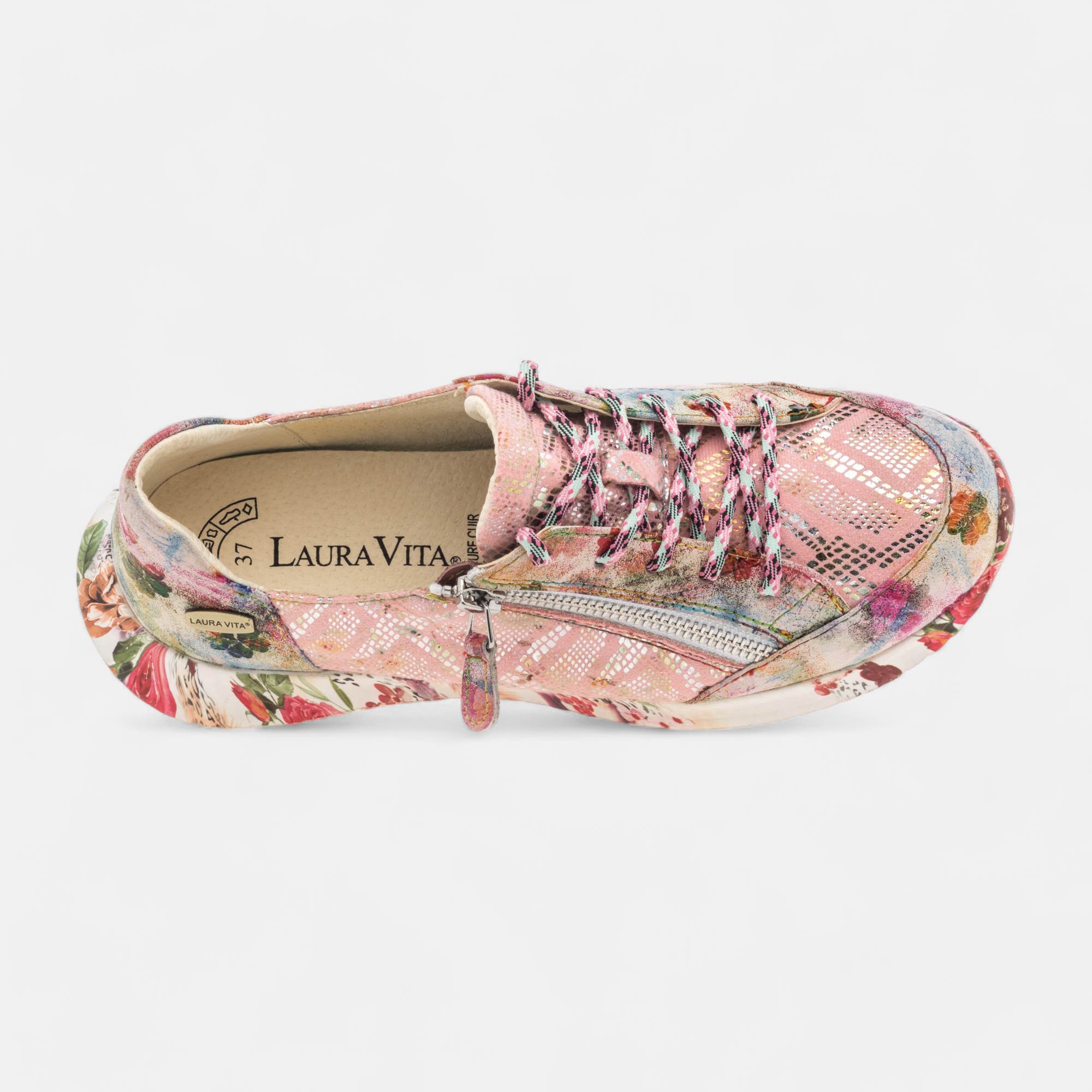 Baskets basses Femme en cuir rose