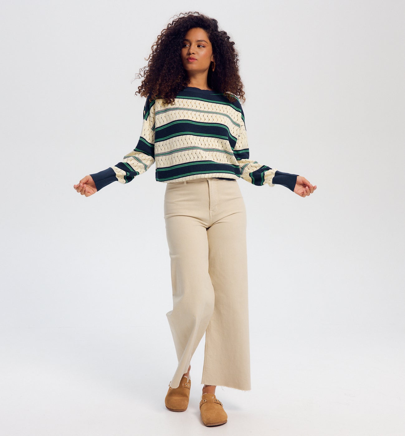 Pull marin fantaisie Femme - Rayé marine