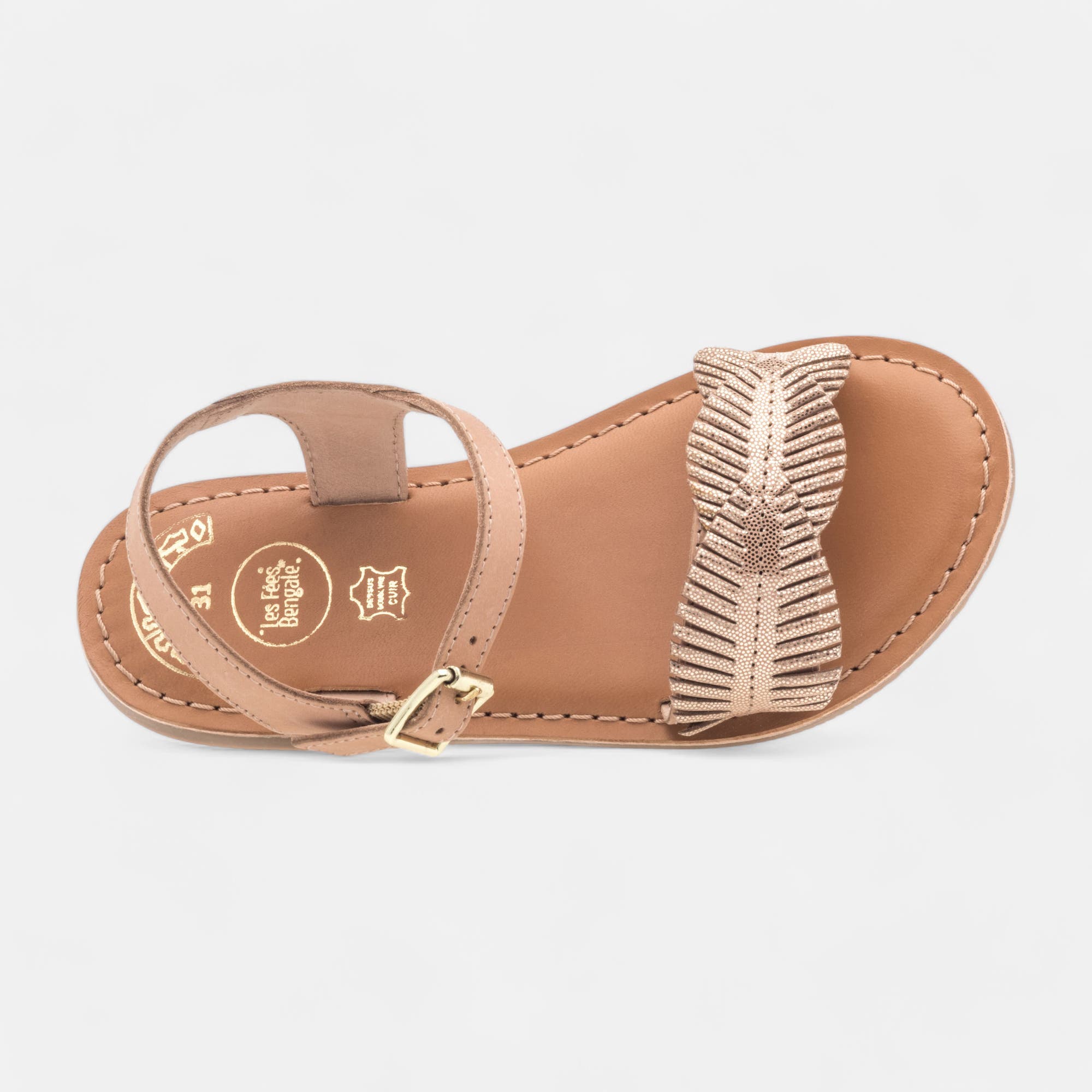 Nu-pieds Fille en cuir rose