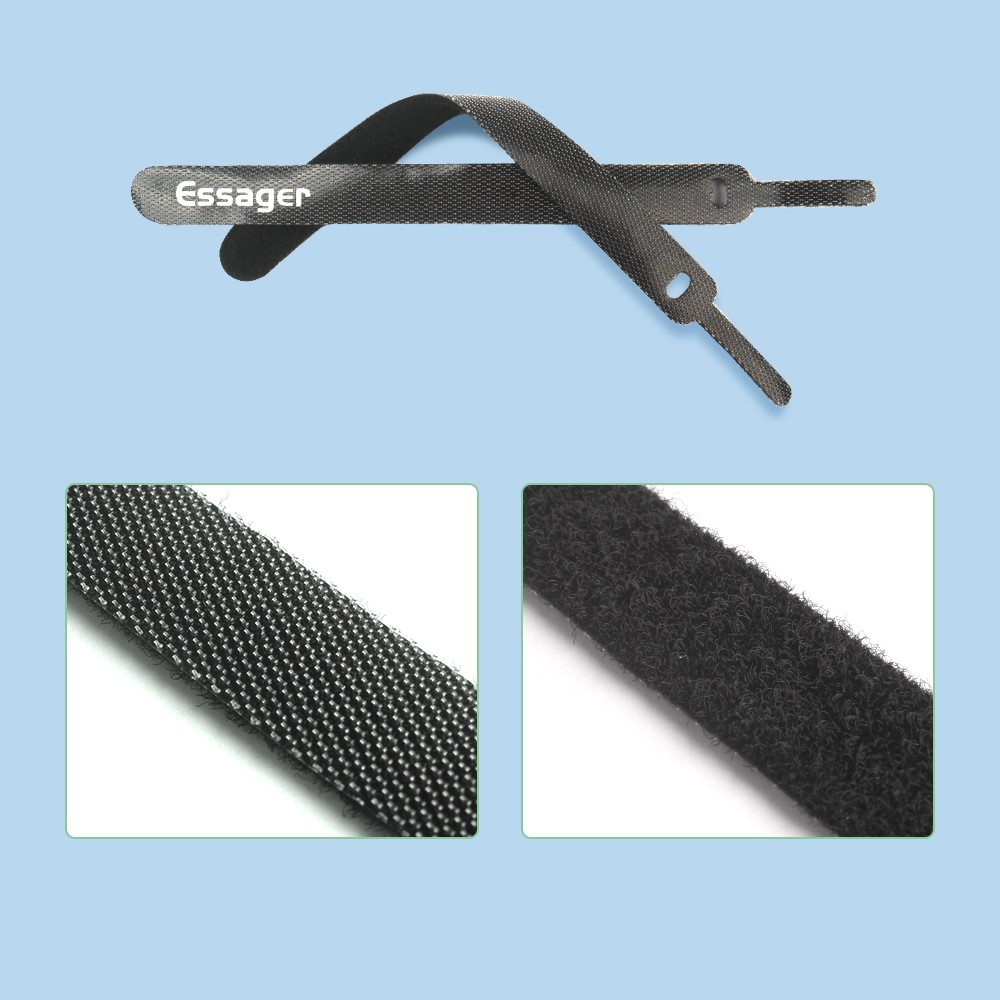 (30er Set) 15cm Wiederverwendbare Stoff Kabelbinder Kabel Organizer Kabel Clip Kabelhalter - Schwarz
