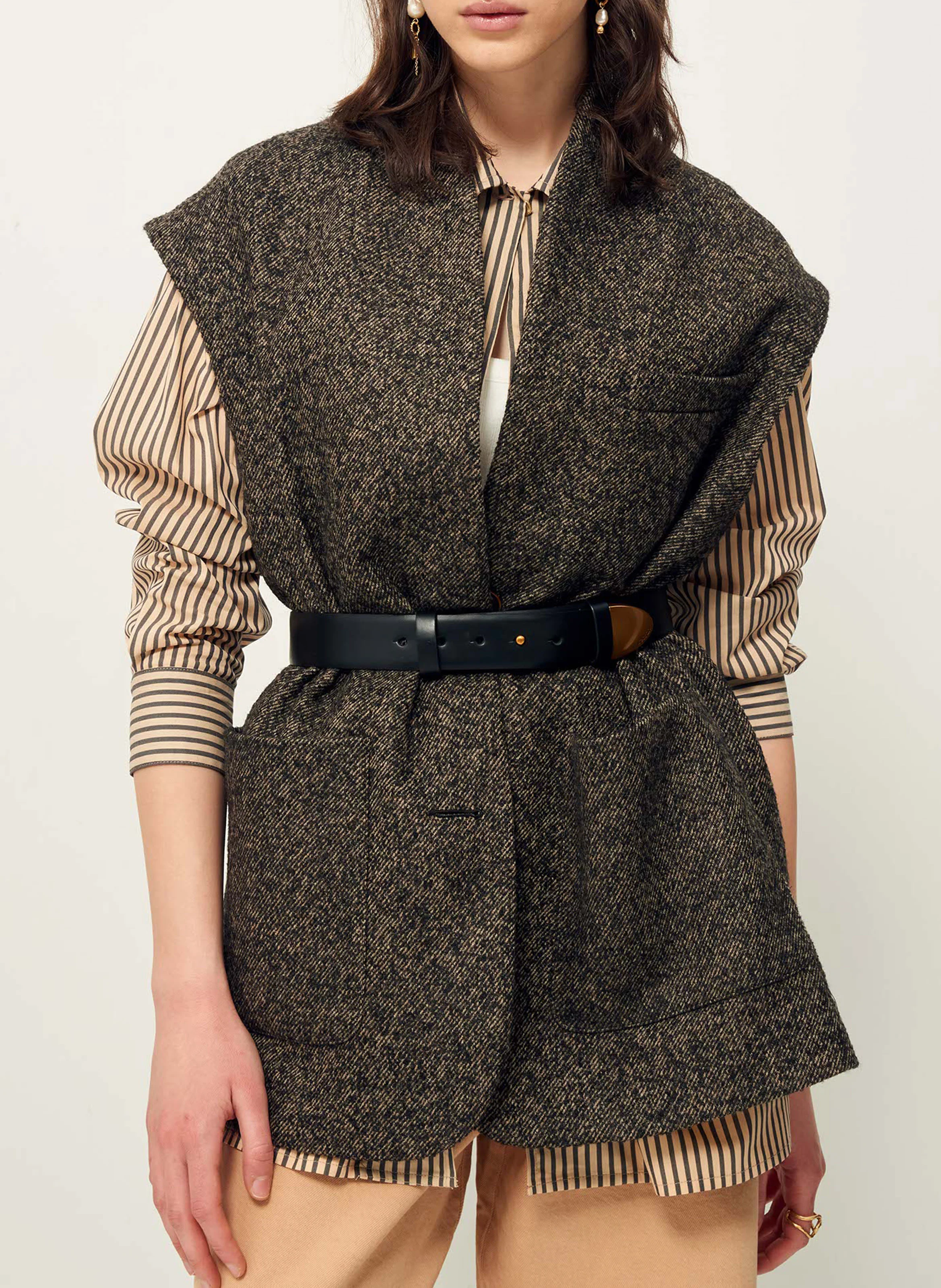 HEY JUDE - Veste de tailleur sans manches en laine mélangée | Noir